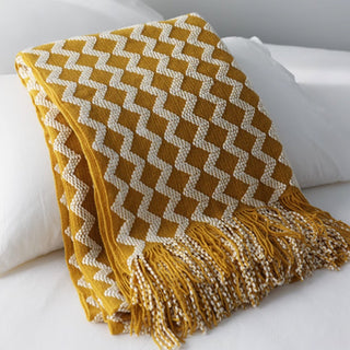 Cobertor com franjas com estampa Chevron