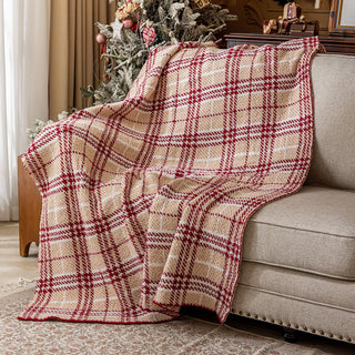 Design xadrez clássico Buffalo Plaid Sherpa Throw vermelho e branco com forro macio para conforto aconchegante
