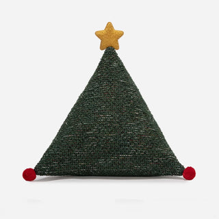 Almofada de veludo cotelê com pompons, decoração festiva de Natal