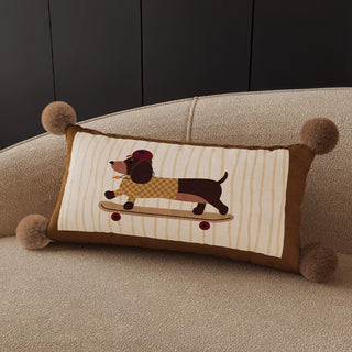Almofada aconchegante com estampa de cachorro com estampas de patas, borlas e tecido hipoalergênico seguro para animais de estimação