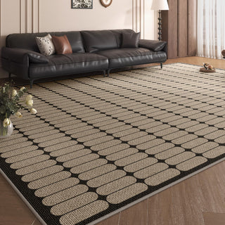 Tapete Easy Clean Modern Oval Grid Spillproof Pet-Friendly Geométrico Sala de estar Tapete de pelúcia