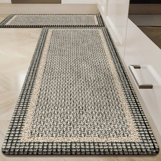 Tapete Easy Clean, borda texturizada, durável, antiderrapante, adequado para animais de estimação, estilo boho, tapete Hallway Runner