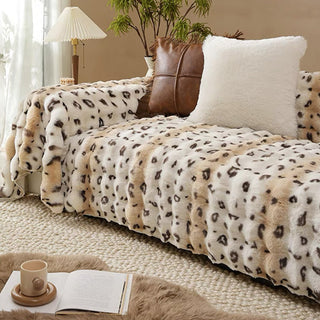 Capa de sofá Luxe Leopard Warmth Faux Fur