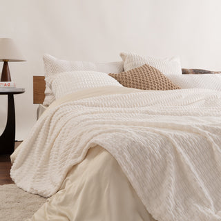 Conjunto de cobertores Warm Faux Fur Throw — listrado