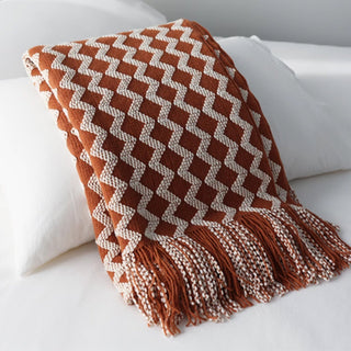 Cobertor com franjas com estampa Chevron