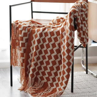 Cobertor com franjas com estampa Chevron