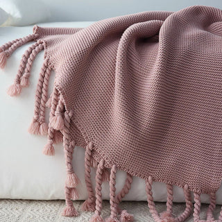 Cobertor Cozy Chunky Tricot Tassel Throw