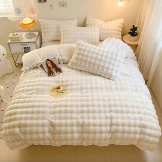 Conjunto de lençóis de pele de coelho sintética espessada Puffy Comfort