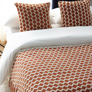 Cobertor com franjas com estampa Chevron