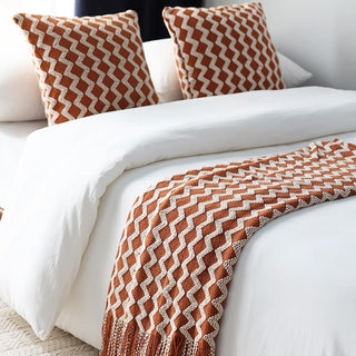 Cobertor com franjas com estampa Chevron