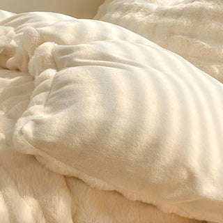 Conjunto de lençóis de pele de coelho sintética espessada Puffy Comfort