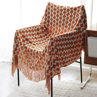 Cobertor com franjas com estampa Chevron