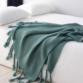 Cobertor Cozy Chunky Tricot Tassel Throw