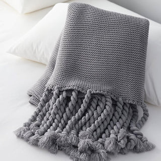 Cobertor Cozy Chunky Tricot Tassel Throw