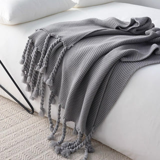 Cobertor Cozy Chunky Tricot Tassel Throw