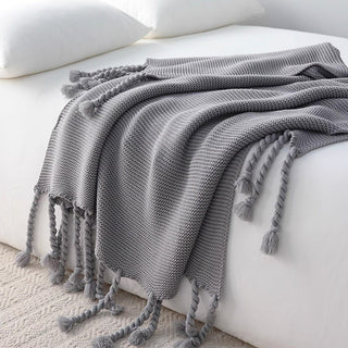 Cobertor Cozy Chunky Tricot Tassel Throw