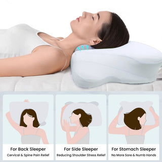 Almofada cervical ajustável 2 em 1, suporte de espuma viscoelástica Butterfly para alívio da dor e alinhamento da coluna vertebral