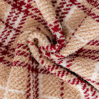 Design xadrez clássico Buffalo Plaid Sherpa Throw vermelho e branco com forro macio para conforto aconchegante