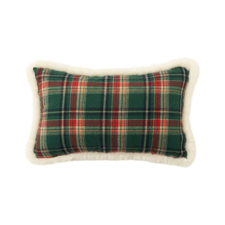 Almofada clássica de Natal forrada com sherpa Design clássico de tartan xadrez para decoração aconchegante de Natal