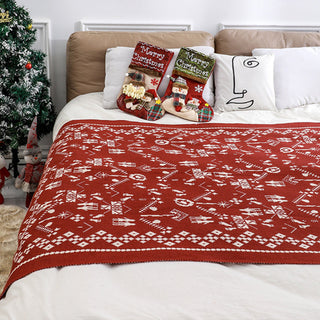 Cobertor nórdico de malha de Natal com design aconchegante de alce com manta reversível e sherpa