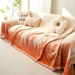 Capa de sofá Forest Horizon Chenille resistente a bolinhas com design florestal inspirado na natureza