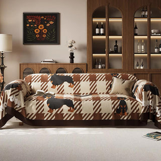 Capa de sofá xadrez Dachshund