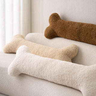 Almofada de pelúcia em forma de osso para cães em tecido macio hipoalergênico, perfeita para amantes de animais de estimação
