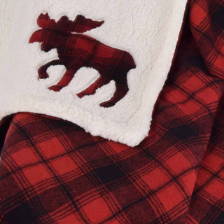 Cobertor xadrez reversível Sherpa, aconchegante tartan vermelho e preto com calor festivo natalino