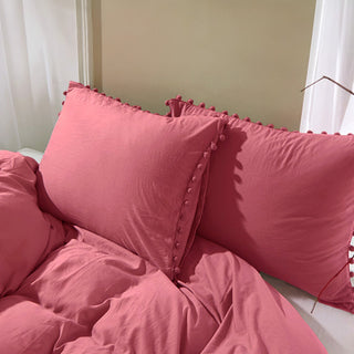 Conjunto de capa de edredom Soft Touch Pom Pom Fringe, roupa de cama macia e chique com detalhes divertidos