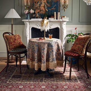 Almofada decorativa com franjas de tapeçaria vintage