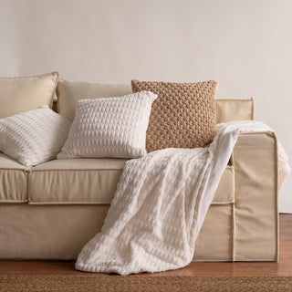Conjunto de cobertores Warm Faux Fur Throw — listrado