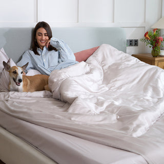 Conjunto de lençóis de bambu FURRFREE — repelente de pelos de animais de estimação para famílias de cães/gatos