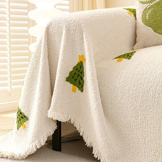 Capa de sofá com padrão de árvore de Natal, decoração festiva, aconchegante e elegante para sua sala de estar