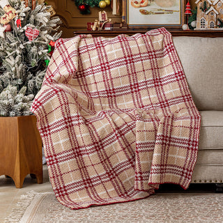 Design xadrez clássico Buffalo Plaid Sherpa Throw vermelho e branco com forro macio para conforto aconchegante