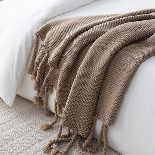 Cobertor Cozy Chunky Tricot Tassel Throw
