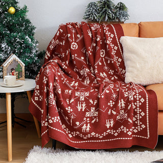 Cobertor nórdico de malha de Natal com design aconchegante de alce com manta reversível e sherpa