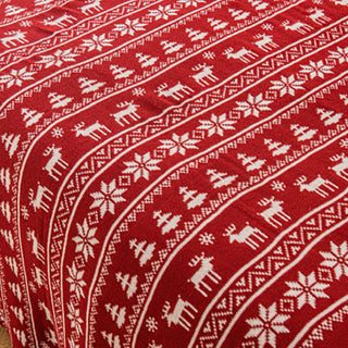 Cobertor nórdico tricotado com design festivo de floco de neve e rena para decoração aconchegante de Natal
