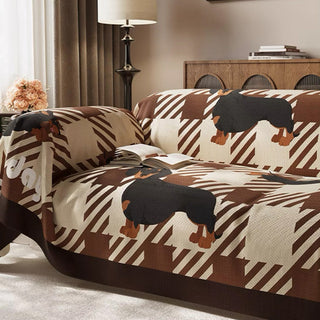 Capa de sofá xadrez Dachshund