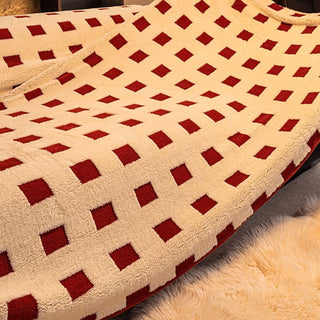 Capa de sofá de pelúcia com design quadrado geométrico para conforto e sofisticação em qualquer sala de estar
