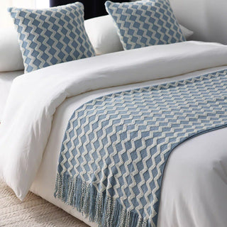 Cobertor com franjas com estampa Chevron