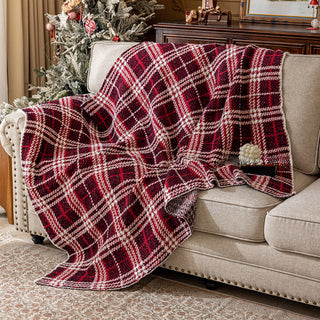 Design xadrez clássico Buffalo Plaid Sherpa Throw vermelho e branco com forro macio para conforto aconchegante
