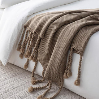 Cobertor Cozy Chunky Tricot Tassel Throw