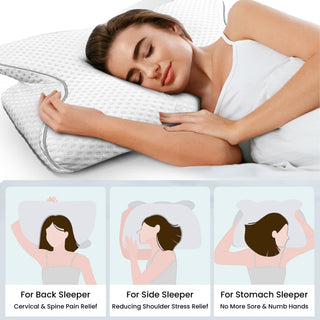Almofada ergonômica de apoio de pescoço para quem dorme de barriga para trás com fronha