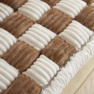 Capa de sofá xadrez Fuzzy Cream