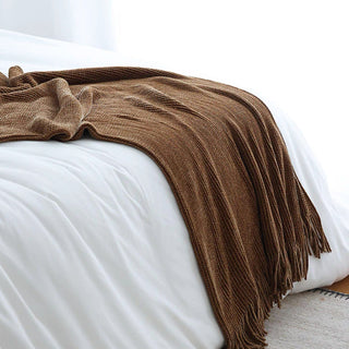 Cobertor de franjas com textura de chenille luxuoso