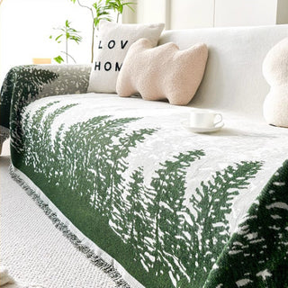 Capa de sofá Forest Horizon Chenille resistente a bolinhas com design florestal inspirado na natureza