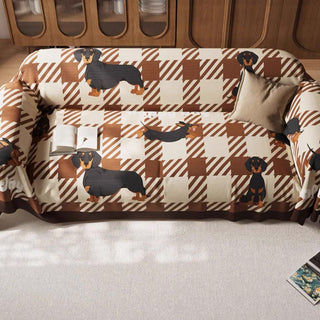 Capa de sofá xadrez Dachshund