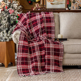 Design xadrez clássico Buffalo Plaid Sherpa Throw vermelho e branco com forro macio para conforto aconchegante