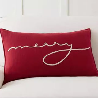 Almofada de veludo cotelê com pompons, decoração festiva de Natal