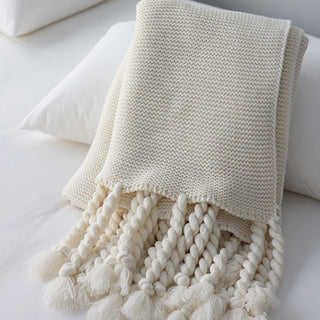Cobertor Cozy Chunky Tricot Tassel Throw